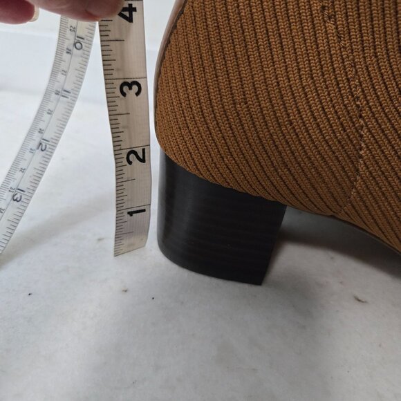 Everlane Women's Size 8 The Glove Sock Boots Toffee Brown Ribbed Knit Block Heel - Picture 6 of 11